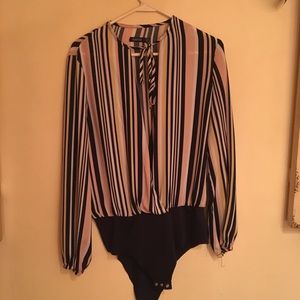 Sheer striped bodysuit, slightly sheer